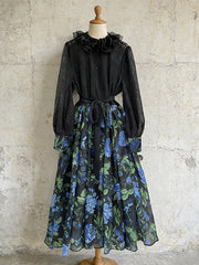 Lace Patchwork Print Maxi Dress Two Piece Set