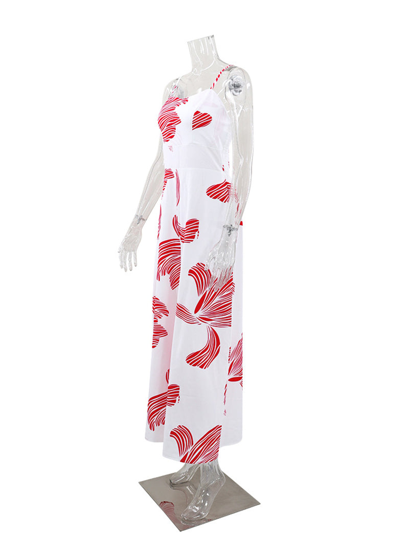 Casual Print Spaghetti Strap Wide Leg Jumpsuit