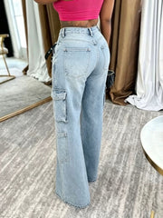 Multi Pocket Straight Leg Denim Pants
