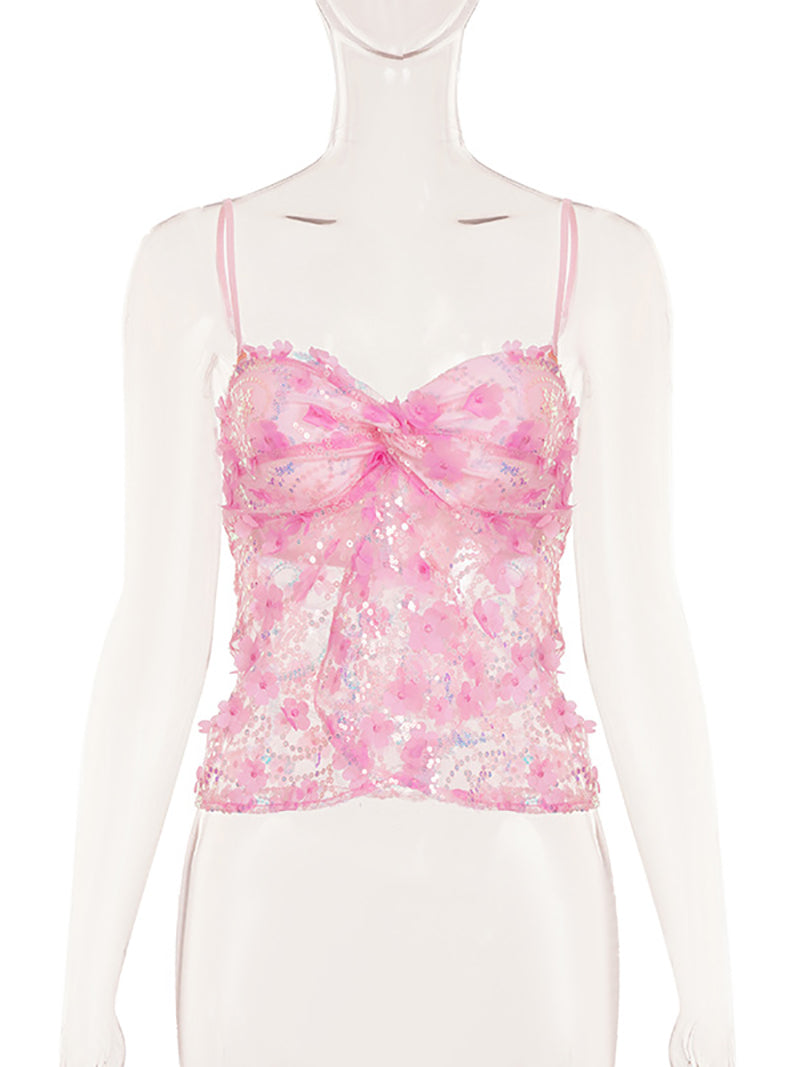 Sexy Sequin Corset Sheer Mesh Tube Top