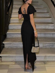 Sexy Rhinestone Square Neck Slim Party Dress