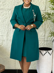 Elegant Office Blazer And Dress Two Piece Sets