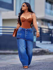 Layered Waist Straight Leg Jeans
