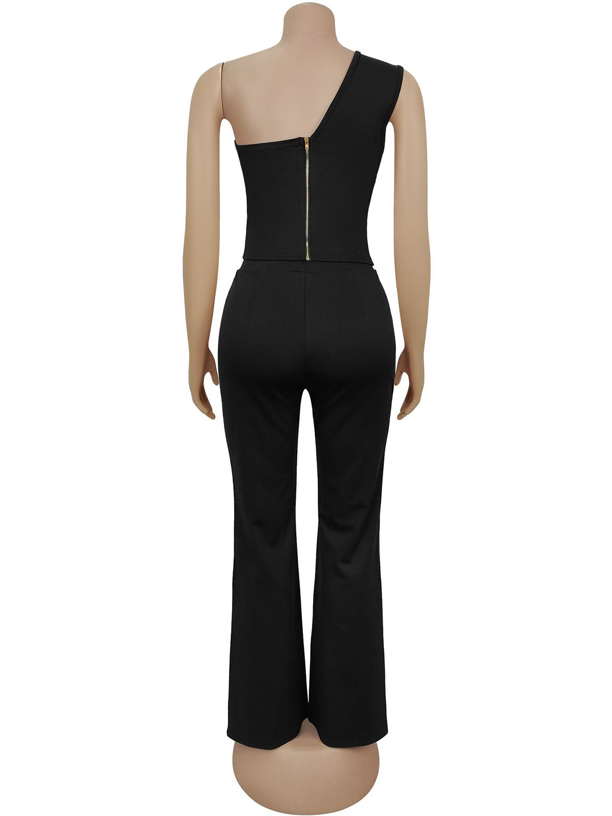 Fashion One Shoulder Slim Top Trousers Two Piece Set