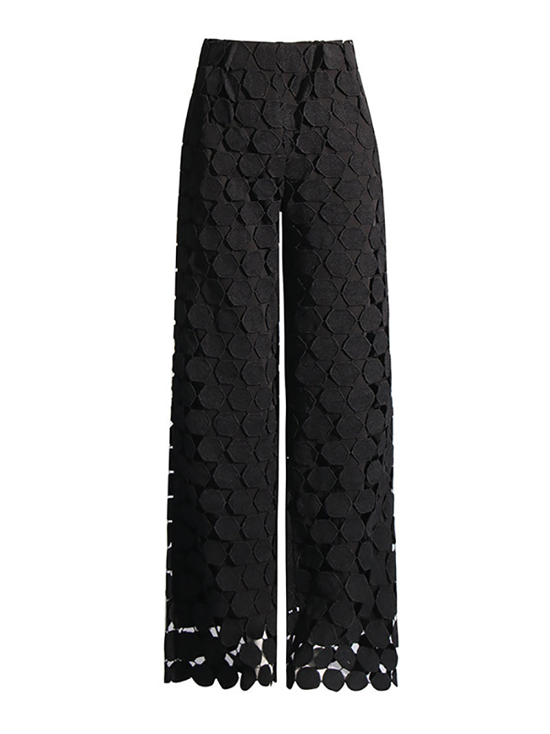 Solid Color Round Piece Tassels Straight Pants