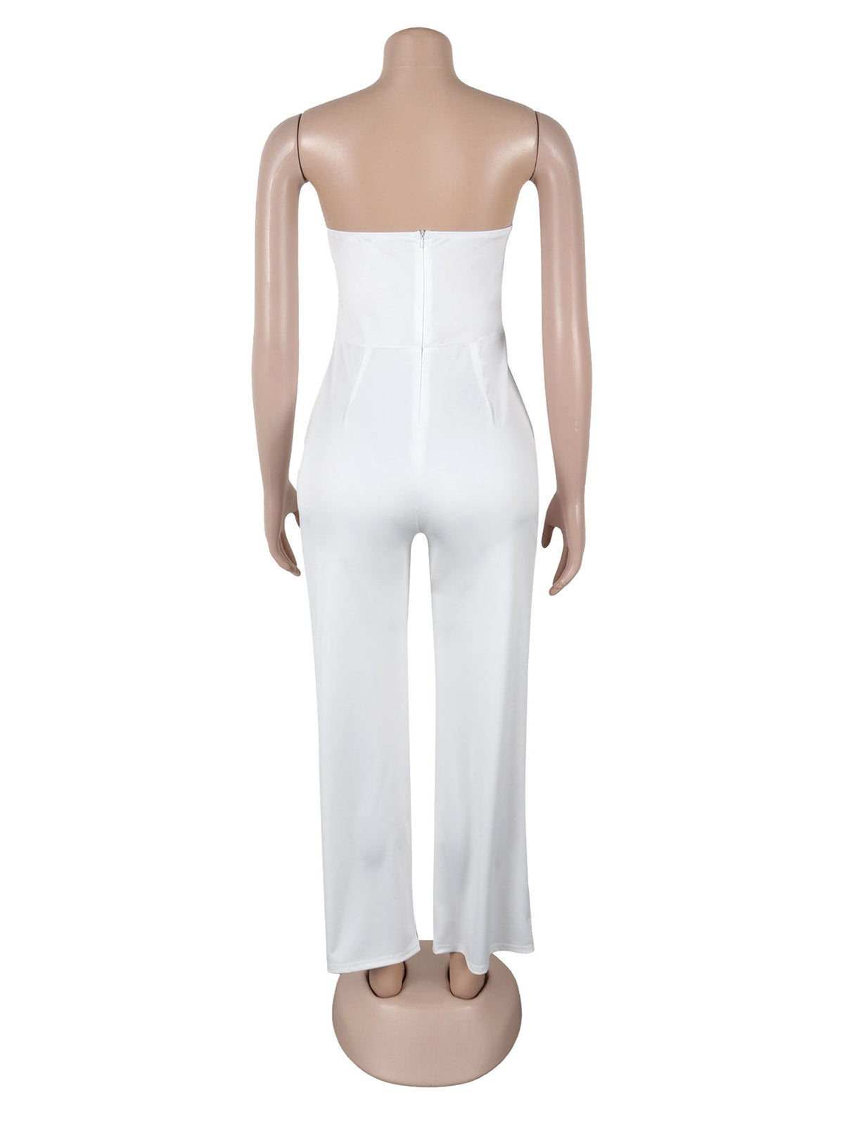 Flared Tube Top Button-Embellished Jumpsuit