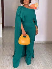 Fashion Backless Tie Up Halterneck Print Jumpsuit