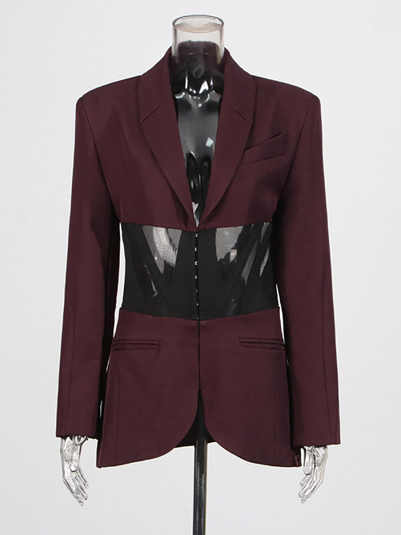 Fashion Patchwork Mesh Corset Blazer