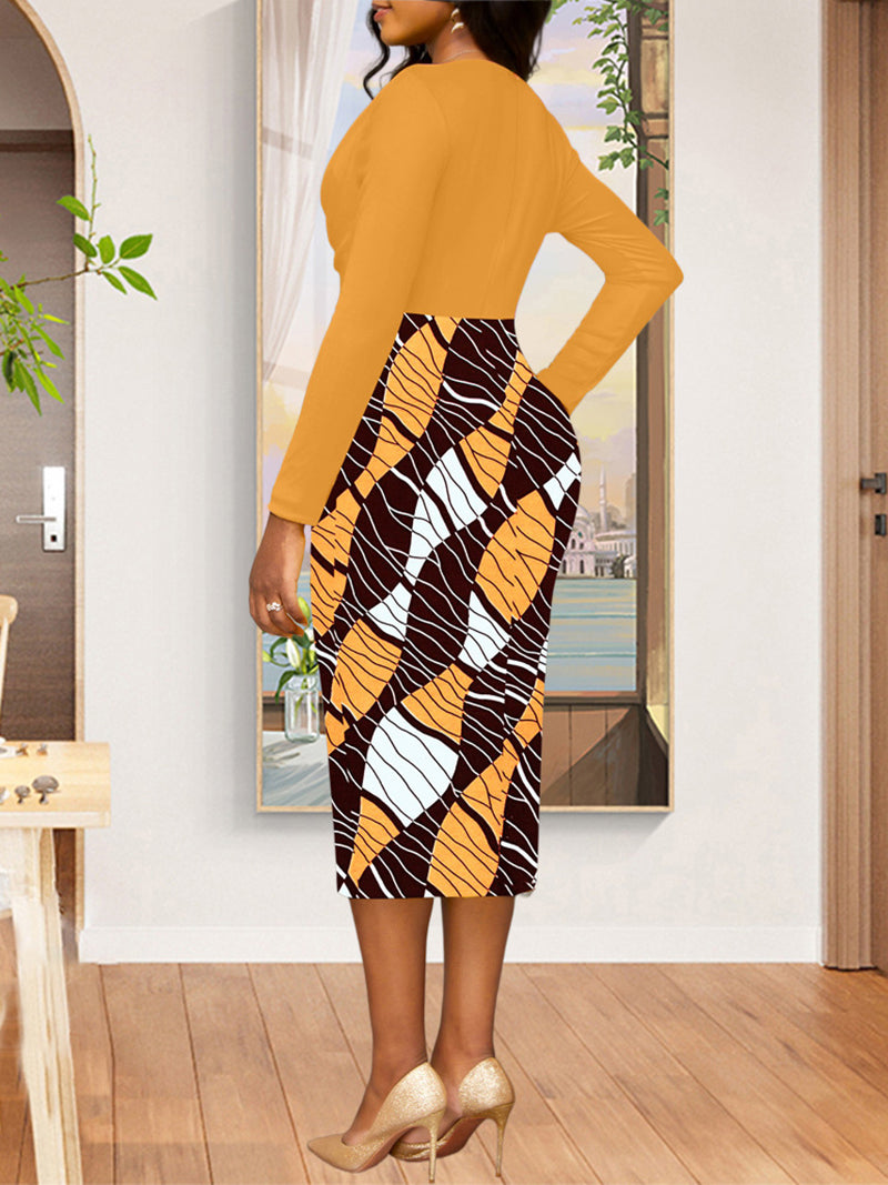 African Print High Waist Elegant Dress