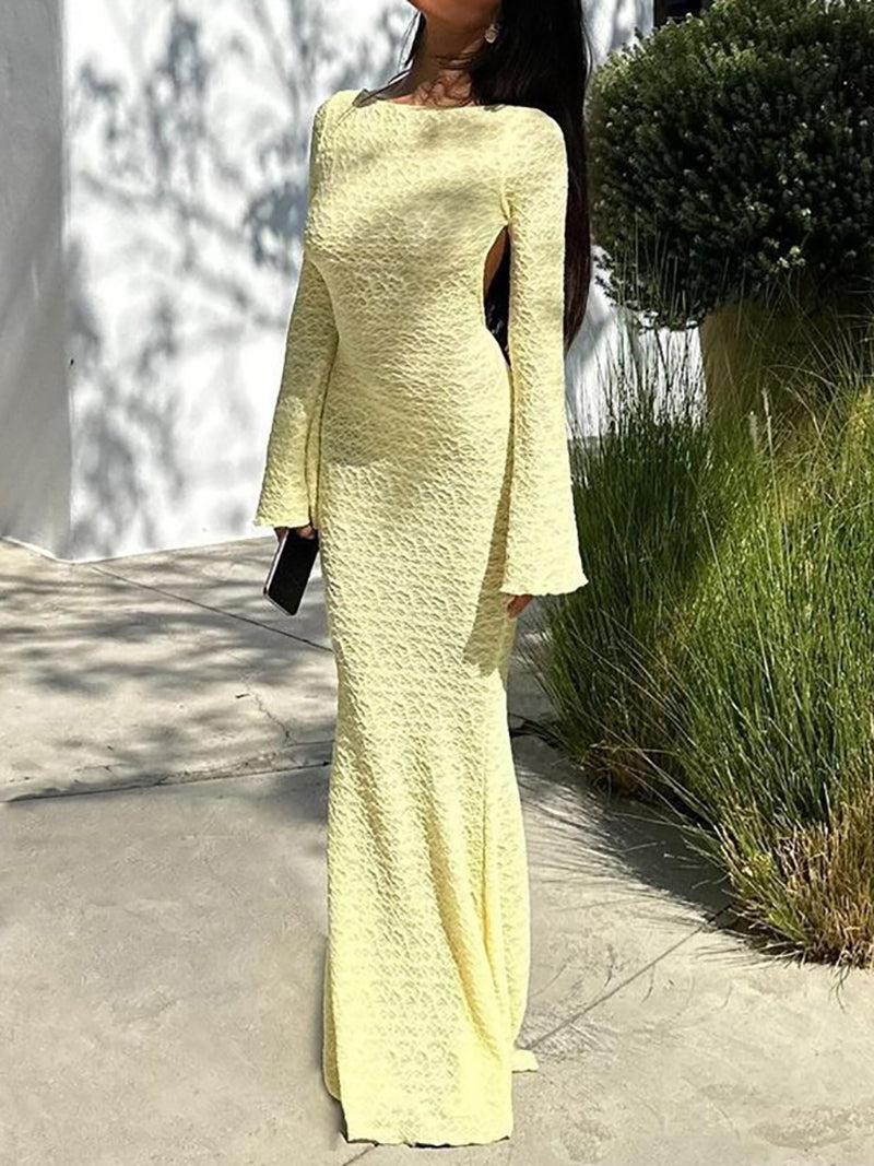 Sexy Backless flared sleeve Maxi Dress