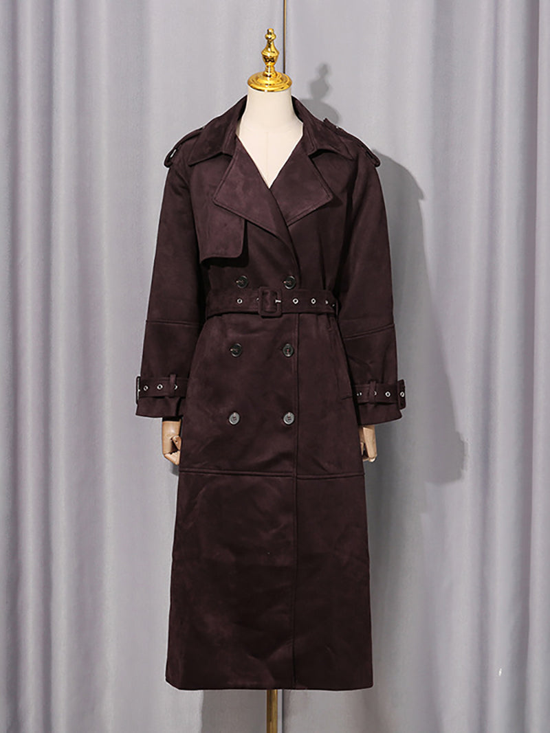 Fashion Long Sleeve Belt Trench Coat