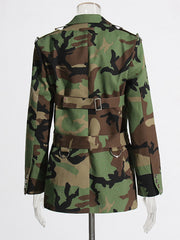 Camo Single Breasted Long Sleeve Casual Blazer