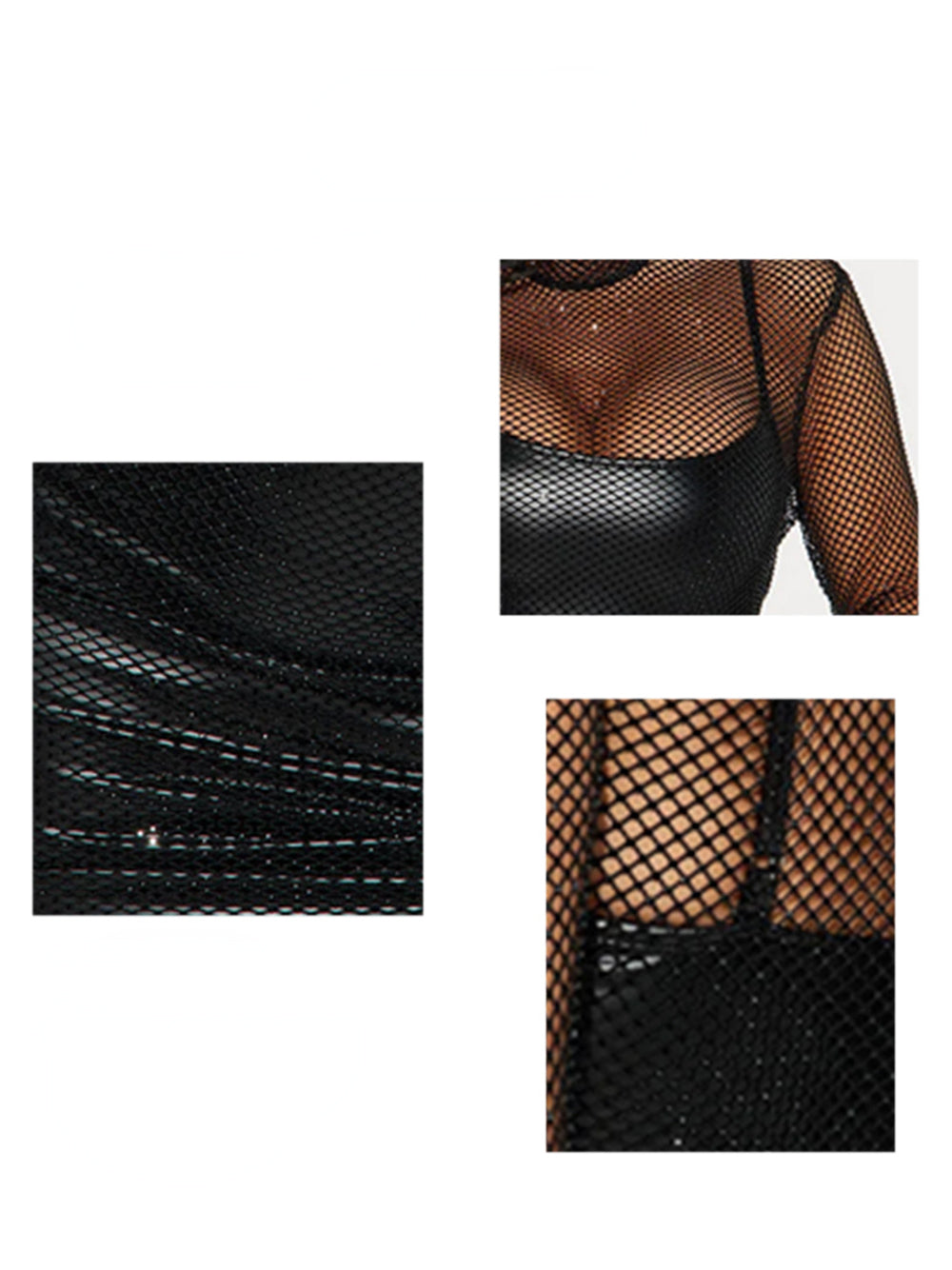 Sexy Mesh Long Sleeve Bodycon Dress Set