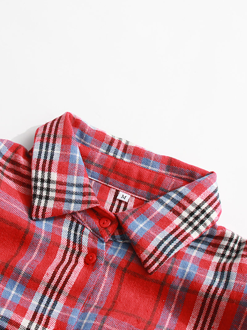 Casual Long Sleeve Loose Plaid Button-Up Shirt