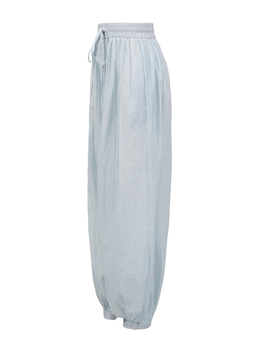 Casual Drawstring High Waist Loose Cuffed Pants