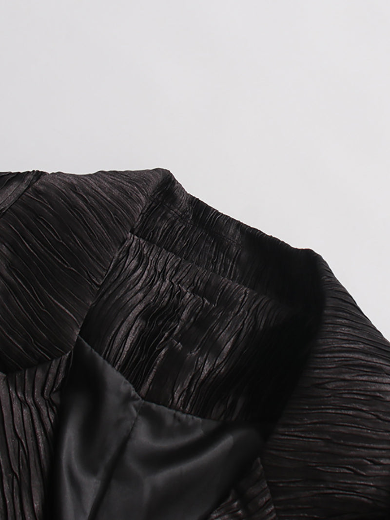Fashion Folds Pleated Double Breasted Blazer