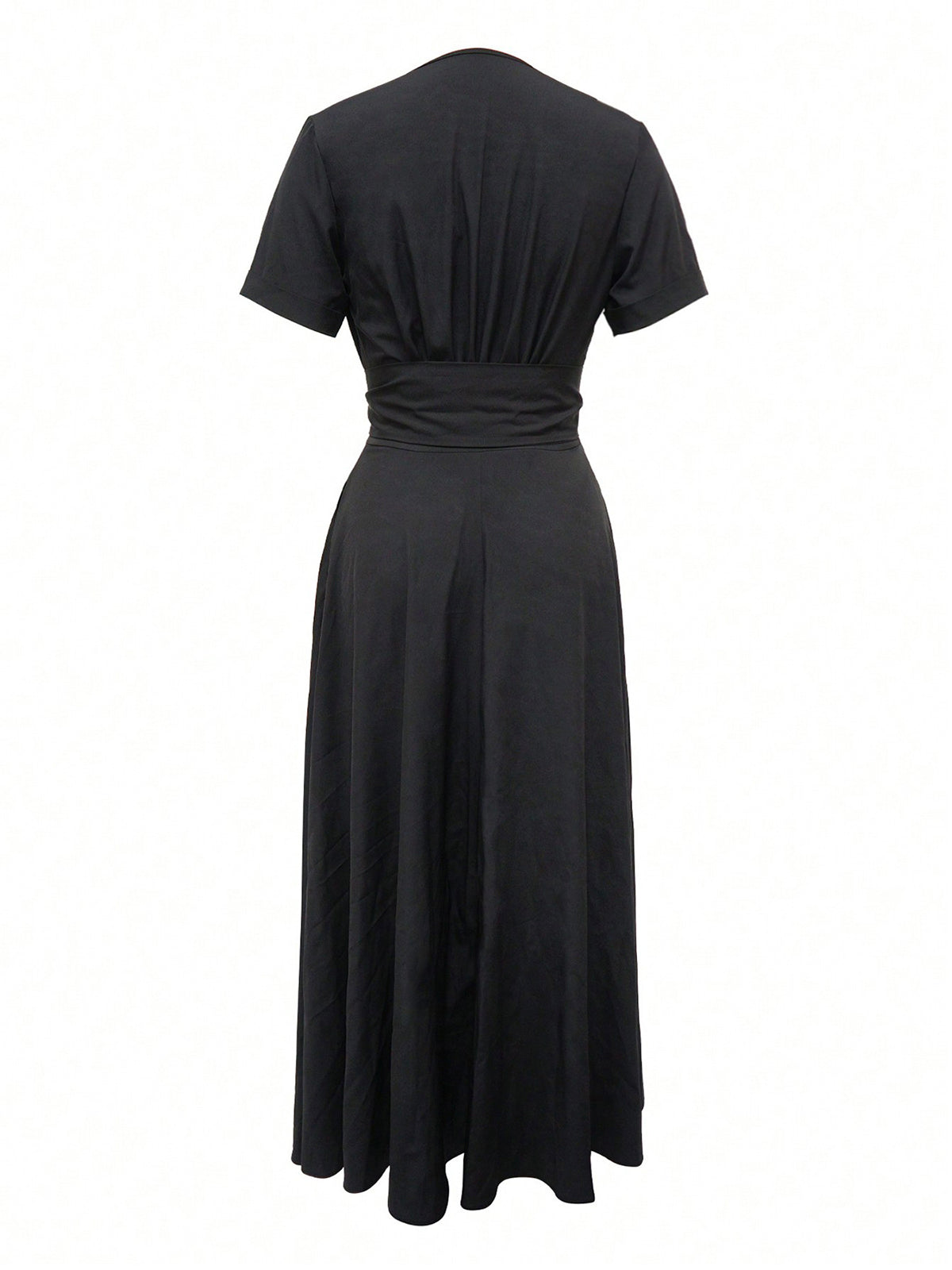 Sexy Deep V Lace-up Button Down Swing Dress