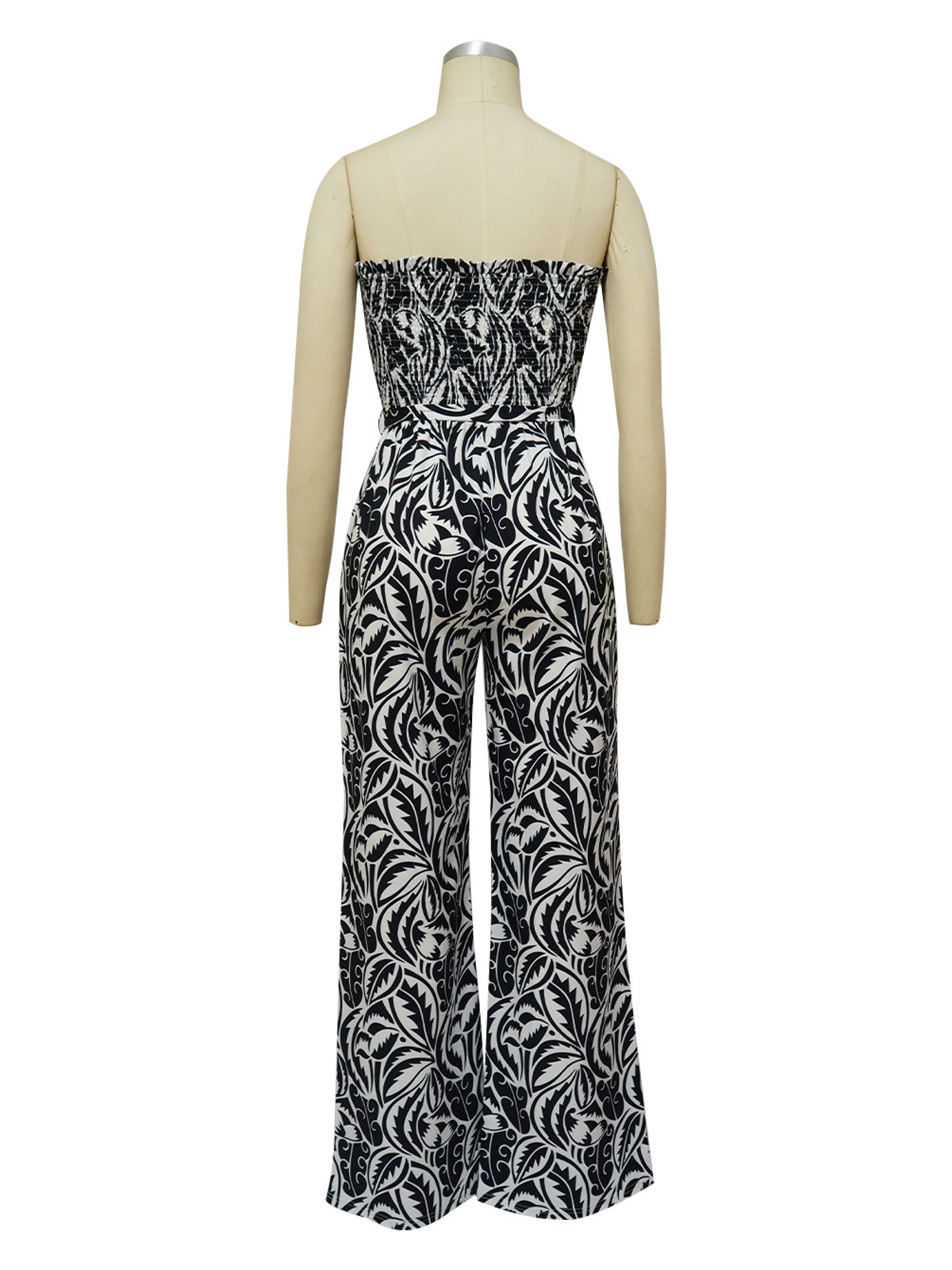 Fashion Strapless Print Wide leg Jumpsuit