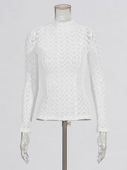 Fashion See Through  Lace Slim T Shirt
