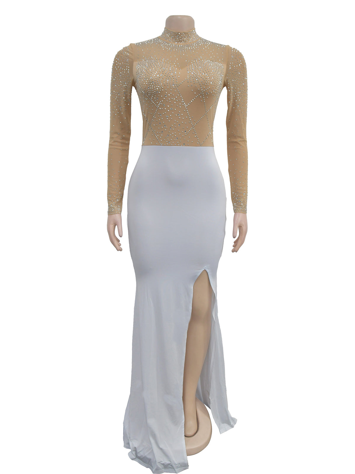 Sexy High Neck Slit Rhinestone Dress