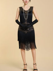 Plus Size Sequin Fringe Tank Flapper Dress