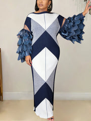 Women's Printed Pleated Maxi Dress