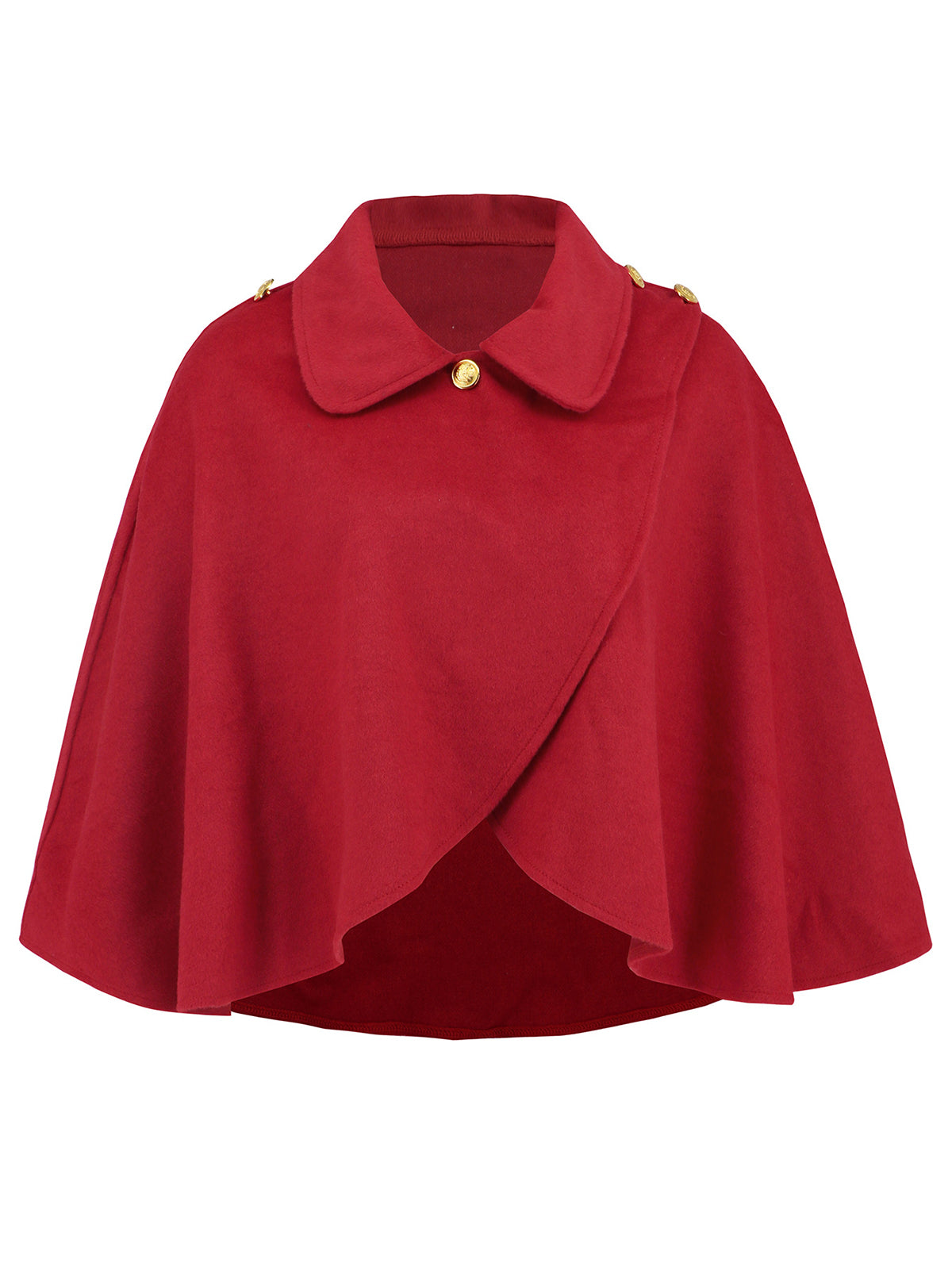 Wool Blends Ponchos Shoulder Clasp Short Cape Coat