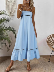 Spaghetti Strap Backless Lace-up Midi Dress