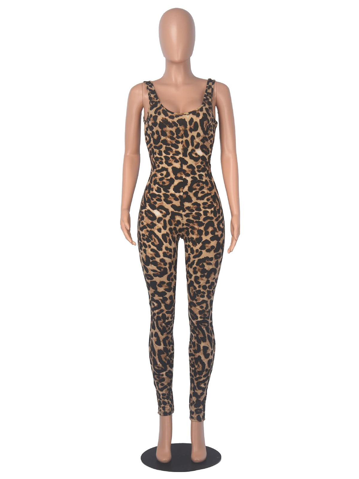 Casual Panther Print Bodycon Jumpsuit