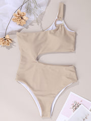 Sexy Solid One Piece High Cut Monokini Hollow Swimwear