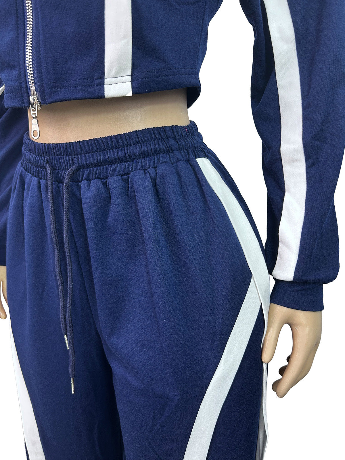 Stripe Patchwork Crop Top and Sweatpants  Set