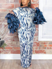 Women's Printed Pleated Maxi Dress