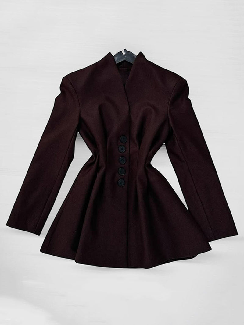 Fashion Single-breasted Cinched Waist Fitted Blazer