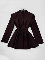 Fashion Single-breasted Cinched Waist Fitted Blazer