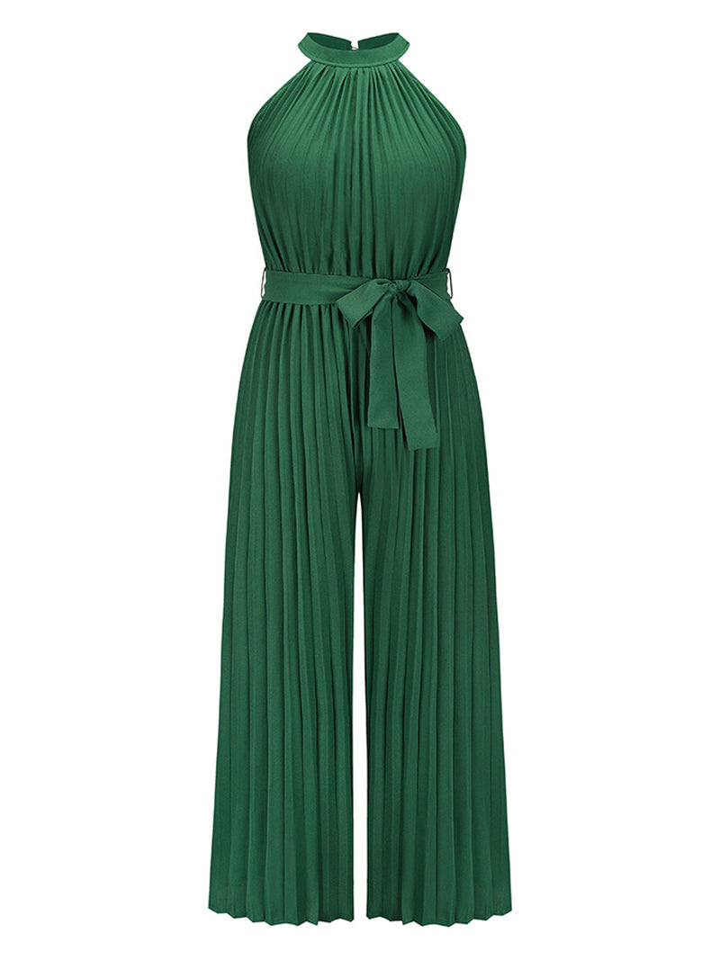 Solid Color Slim Wide Leg Jumpsuit