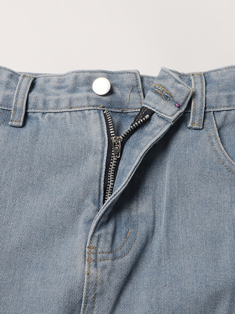 Casual Multi-pocket Cargo Denim Skirt