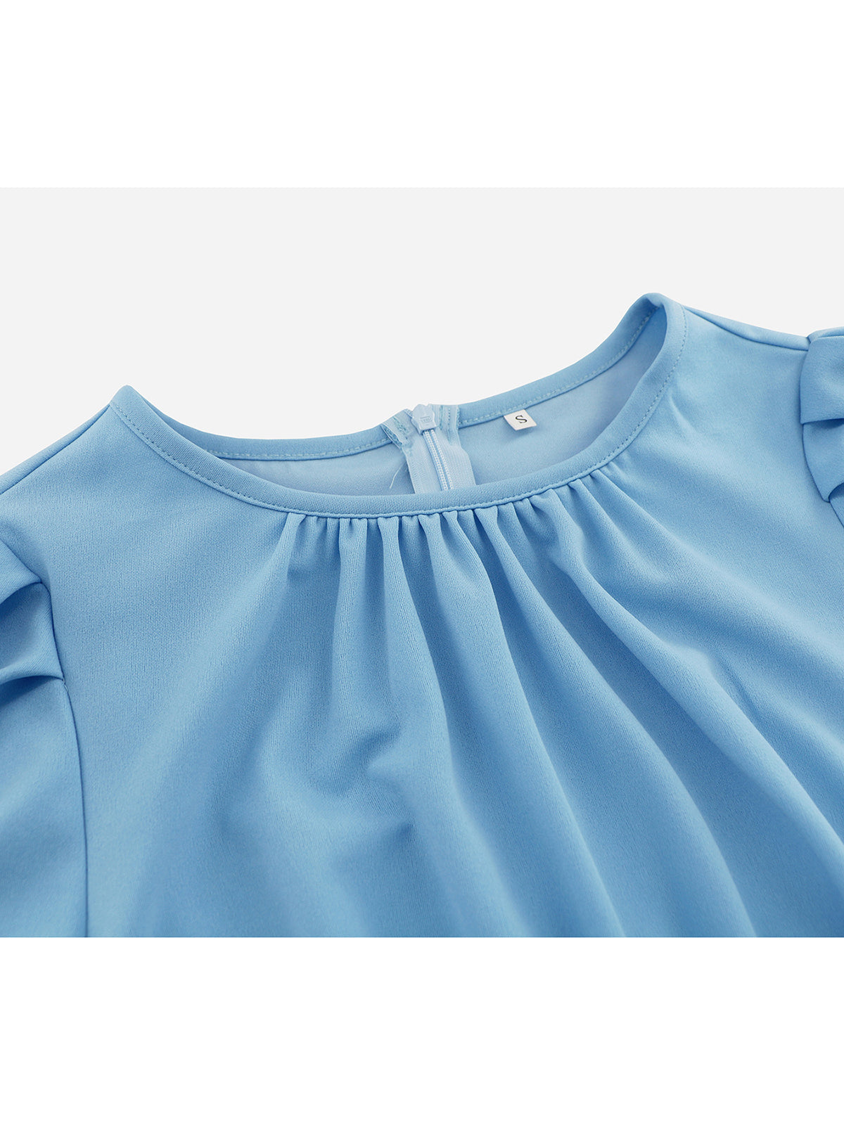 Fashion Round Neck Bubble Sleeve Slim Midi Dress