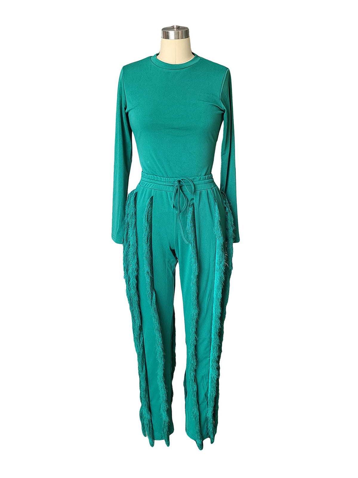 Casual Bodysuit Tassels Pants Suit