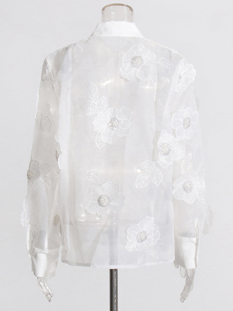 Fashion Embroider See through Shirt