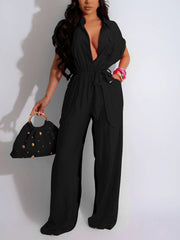 Casual Flax Pocket European Style Jumpsuit