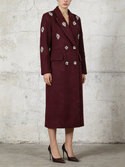 Double-breasted Wool Blend Embellished Coat