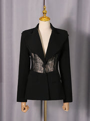Fashion See through Floral Lace Blazer