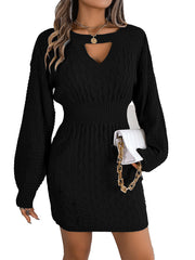 Round Neck Cut-out Knit Bodycon Dress