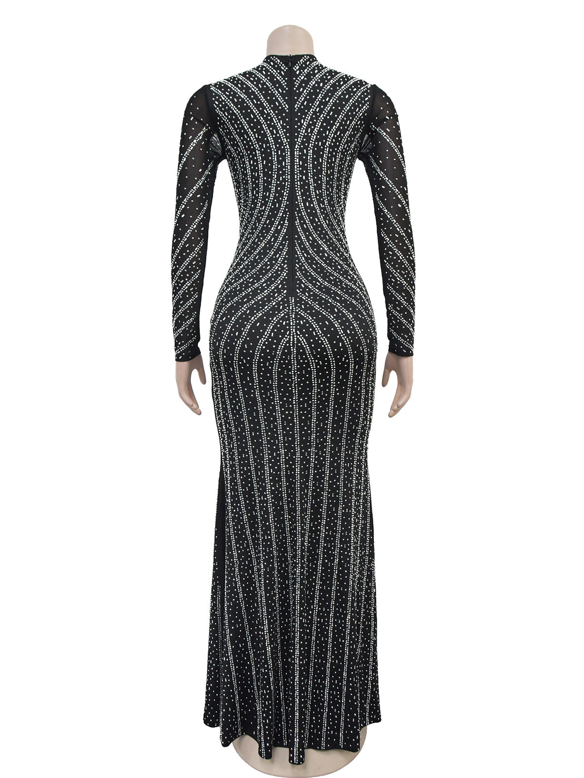 Fashion Rhinestone Slim Fit Party Club Gown Dress