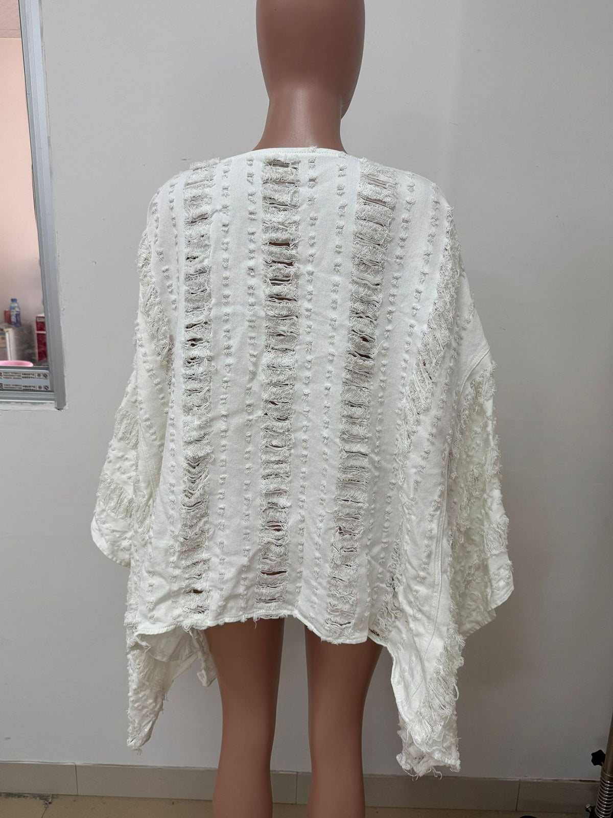 Casual Batwing Sleeve Loose Ripped Denim T-Shirt Top