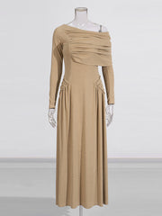 Fashion Off Shoulder Asymmetric Maxi Dress