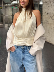 Casual Bow Backless Lace-Up Tanks Top