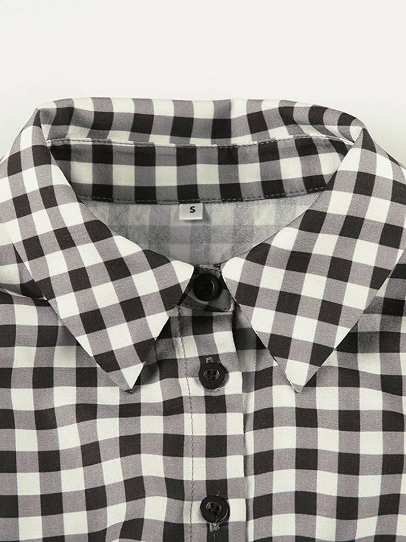 Elegant Plaid Button Up Shirt Dress