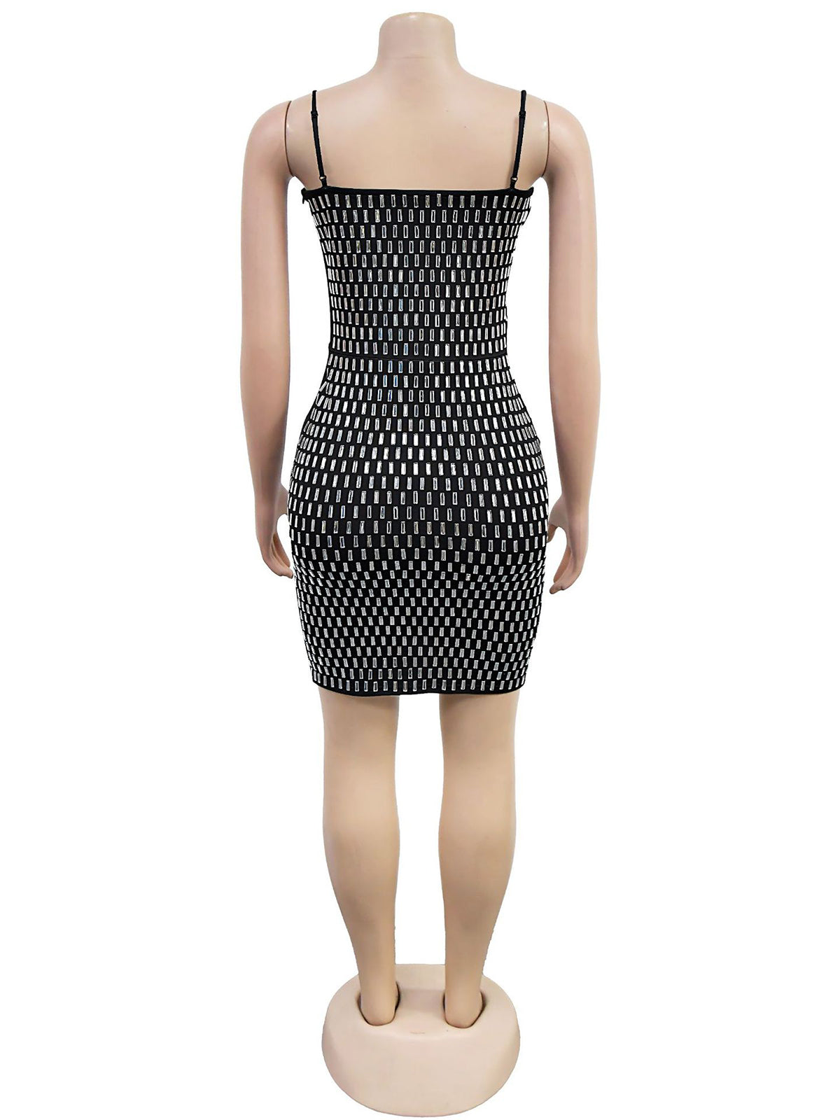 Elegant Rhinestone Hollow Out Party Mini Dress