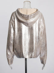 Fashion Metallic Foil Print Oversized Hoodie